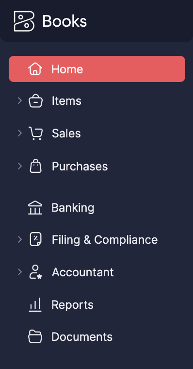 Zoho Side Navigation Bar